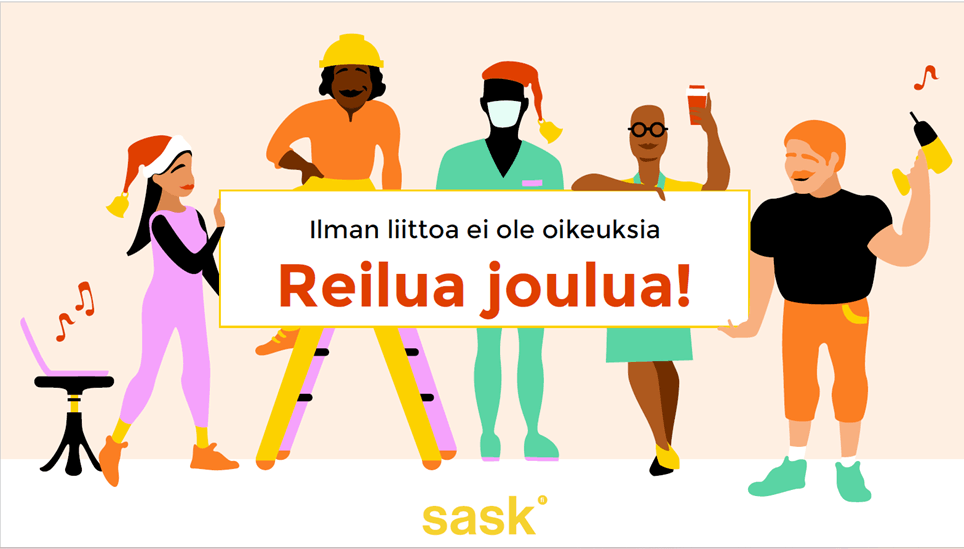 Ihmisiä eri ammateissa toivottamassa reilua joulua