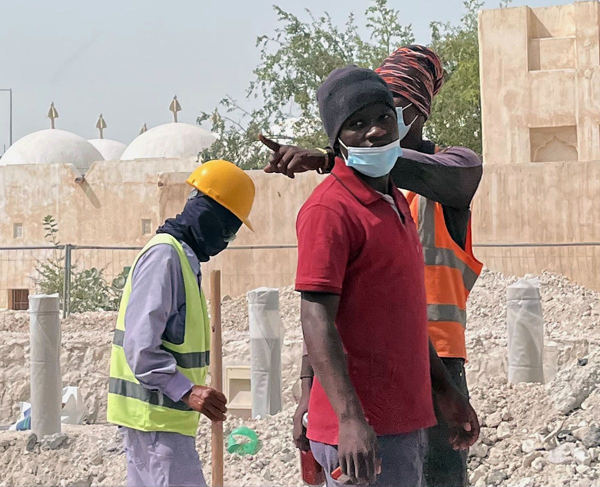 Rakennustyöntekijöitä Qatarissa