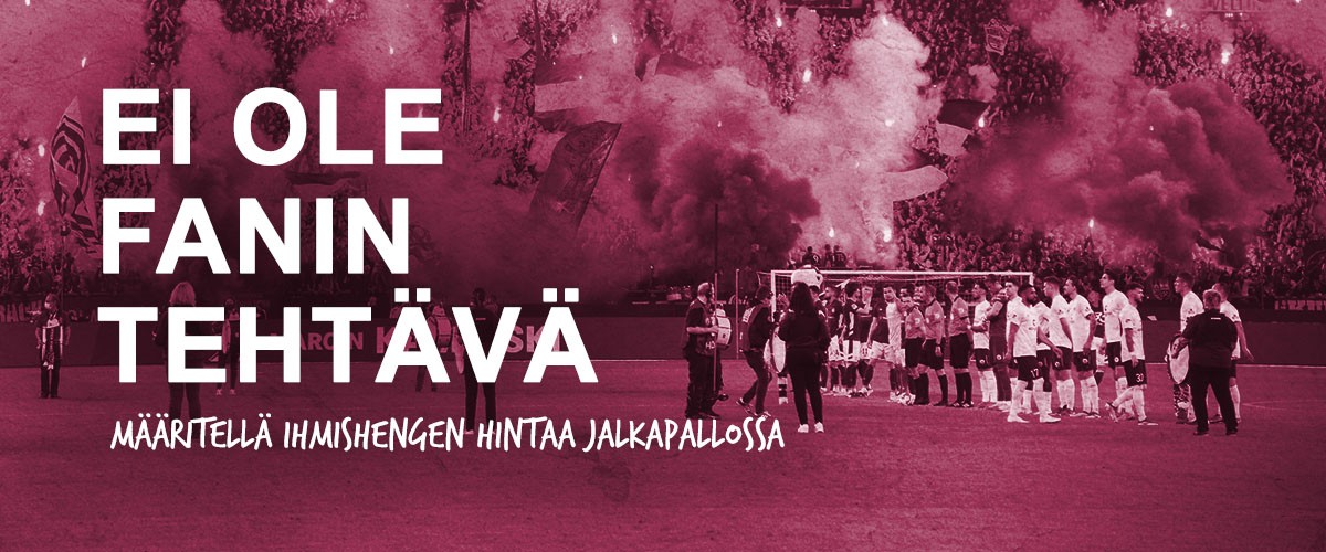 Qatar - Pelin hinta -kampanjan bannerissa on kuva jaklapallostadionilta ja teksti: Ei ole fanin tehtävä määritellä ihmishengen hintaa jalkapallossa